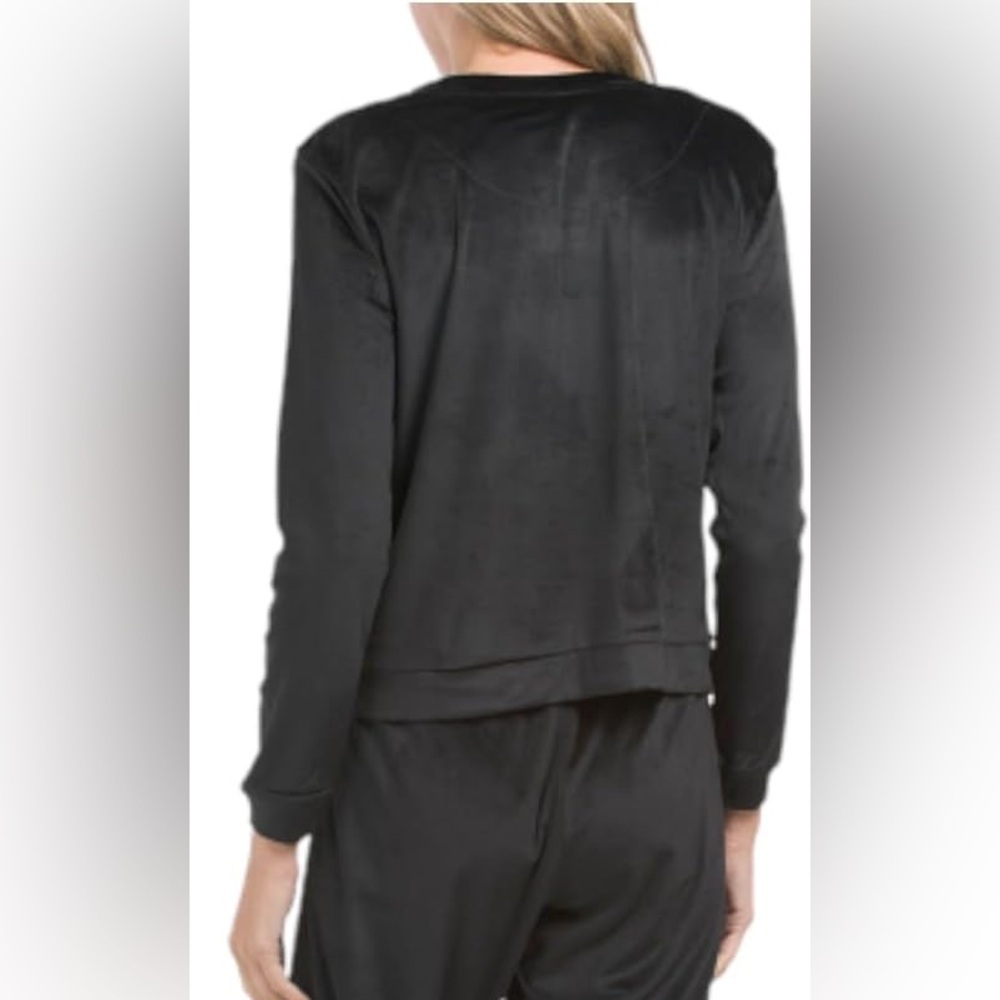Juicy Couture Women’s Black Crew Neck Velvet Fleece Long Sleeve Shirt Size: XL - Picture 2 of 3